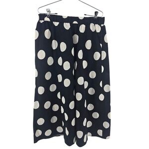 Tabitha Brown x Target Pants Womens M Polka Dot Black White Wide Leg Linen EUC